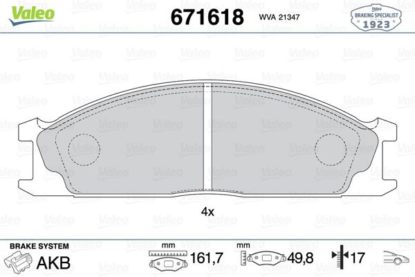 VALEO 671618 | Fren Balatası Ön Wva 21347 Nissan Terrano 3.0
