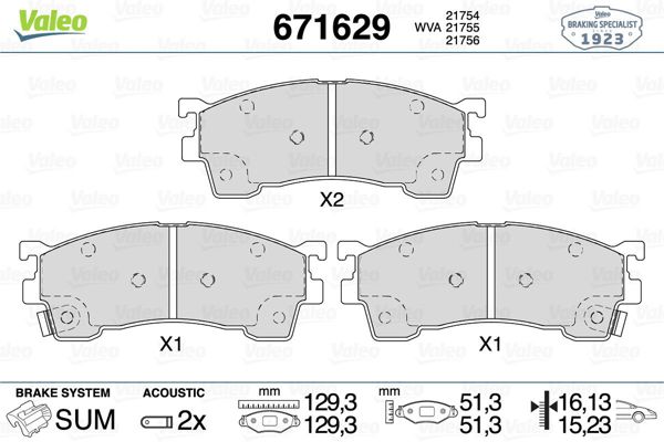 VALEO 671629 | Balata Fren Ön-(Mazda 626 92 / 97 Fs)