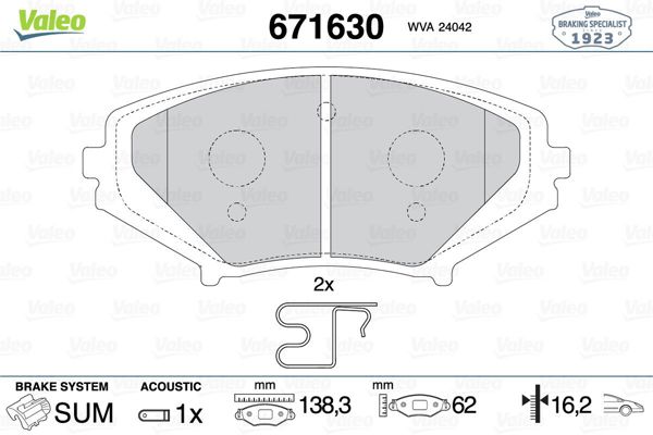 VALEO 671630 | Balata Fren Ön-(Mazda Rx-8 1.3 03 / 12)