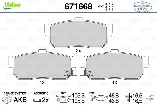 VALEO 671668 | Fren Balatası Arka Nissan Almera 00-/ Maxıma 96-00