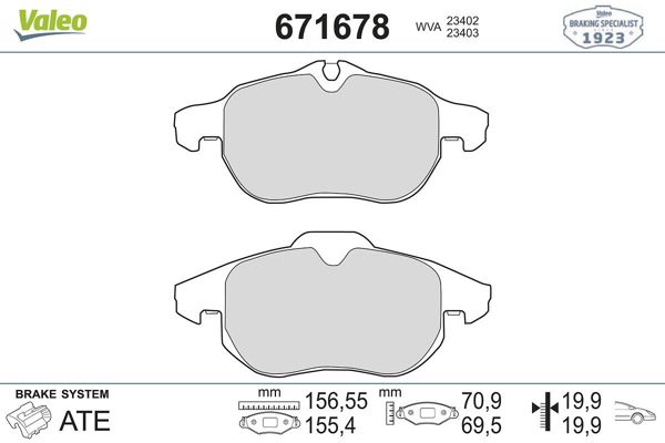 VALEO 671678 | Fren Balatası Ön Opel Vectra C 1.8I 2.0Dtı 2.2 3.2 1.6 1.9Cdtı 04