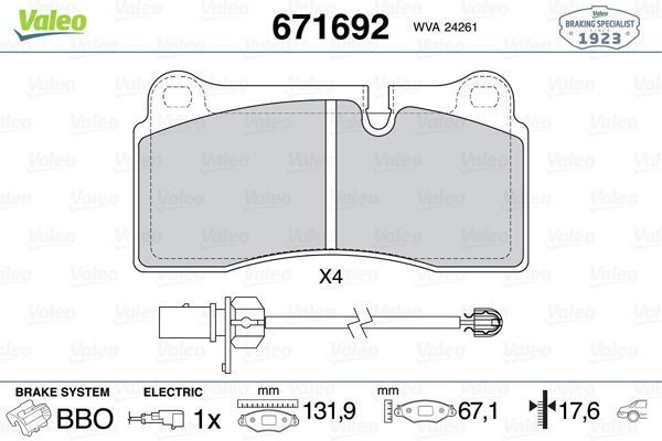 VALEO 671692 | Arka Fren Balatası-(Audi Q7 07-15)