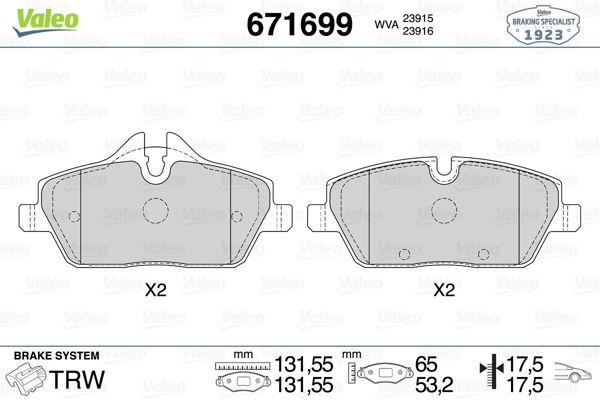 VALEO 671699 | Fren Balata Ön 07-Mini Cooper