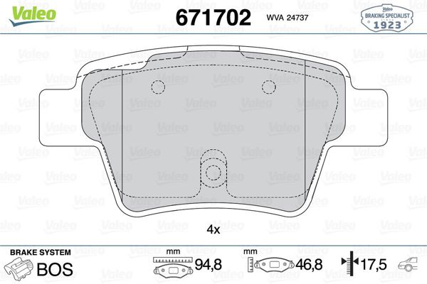 VALEO 671702 | Fren Balatası Arka-Peugeot 207 307 1.4 1.6 1.6 HDI 01 -