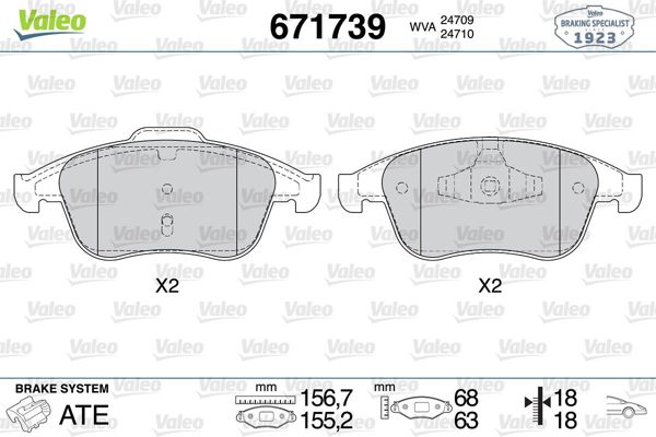 VALEO 671739 | Fren Balata Ön 08-Laguna.III-Coupe-Latitude-Scenic.III 2.0-3.0İ-DCI Gt 178-204Hp