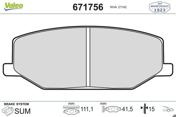 VALEO 671756 | Fren Balatası Ön Suzuki Samuraı-Sj413 86-00 Jımny 98 -