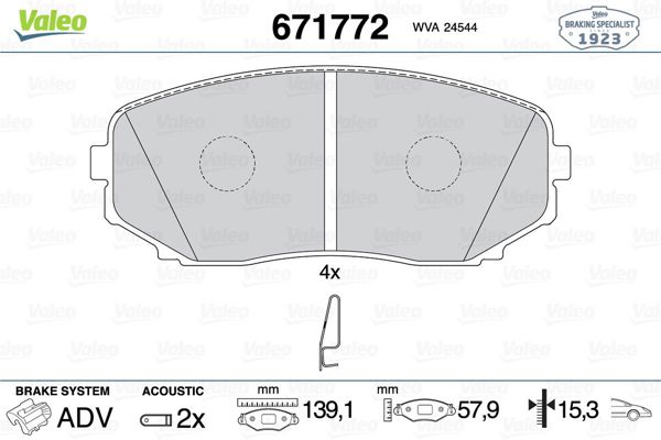 VALEO 671772 | Fren Balatası Ön Mitsubishi L200 2.2 Dıd 2019-/ Eclıpse Cross 2018-/