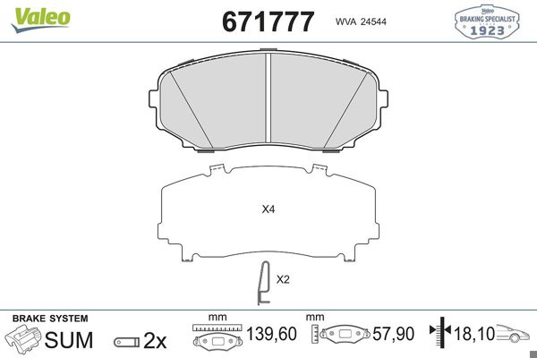 VALEO 671777 | Fren Balatası Ön Mazda Cx5 2.2D 17-Cx7 2.3 2.5 2.2D 06-Cx9 2.5 3.7 07 -