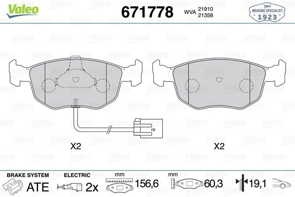 VALEO 671778 | Fren Balatası Ön Wva 21394 Ford Mondeo Ghıa 93-98