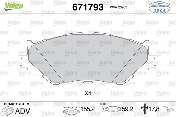 VALEO 671793 | Fren Balatası Ön Toyota Lexus Is II 05-13
