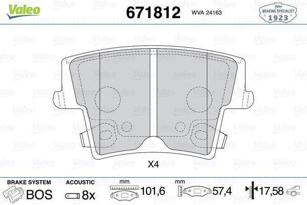 VALEO 671812 | Fren Balatası Arka Wva 24163 Chrysler 300 C 2.7 3.0 3.5 5.7 2004