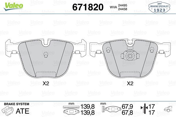 VALEO 671820 | Fren Balata Arka 10-X5 (E70-F15-F85) X6 (E71-E72-F16-F86)