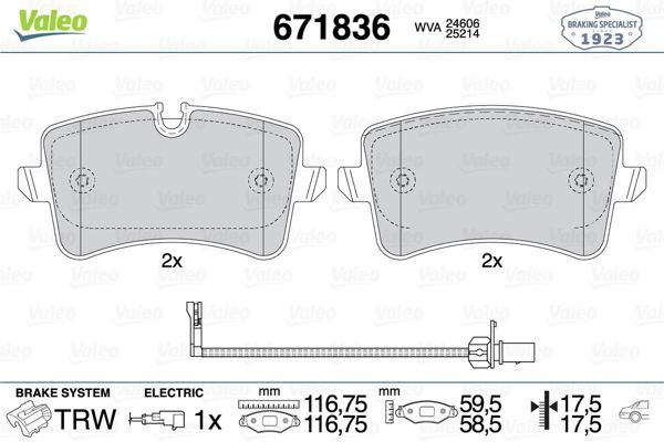 VALEO 671836 | Arka Fren Balatası-(Audi A6 11-18 A7 11-18)