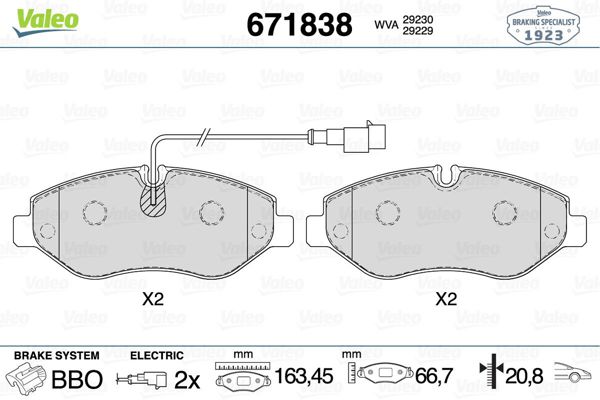 VALEO 671838 | Fren Balatası Ön Nissan Cabstar 2.5D 3.0D 06-Renault Maxıty 2.5D 3.0D 06 -