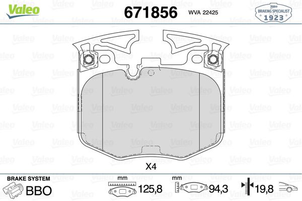 VALEO 671856 | Fren Balatası Ön