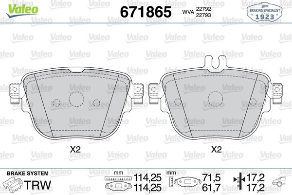 VALEO 671865 | Fren Balata 17-E-Seri (W213-S213-C238)-CLS