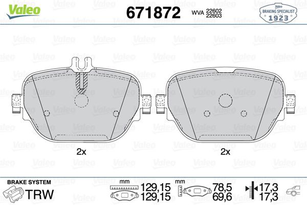 VALEO 671872 | Fren Balatası Arka Mercedes E-Serisi (W213) CLS (C257) Glc (X253)