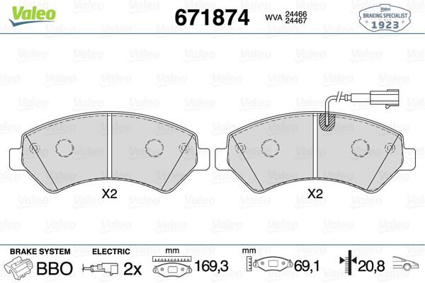 VALEO 671874 | Fren Balata Ön 14-Ducato Çift Fişli
