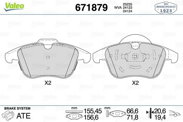 VALEO 671879 | Fren Balata Ön 07-Freelander.II-C5-Mondeo 16Jant