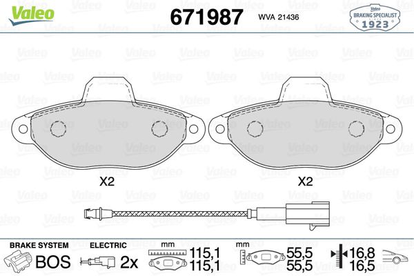 VALEO 671987 | Disk Fren Balatası (Ön) Ford Ka 1.2 09 / 08 - | 1 Adet