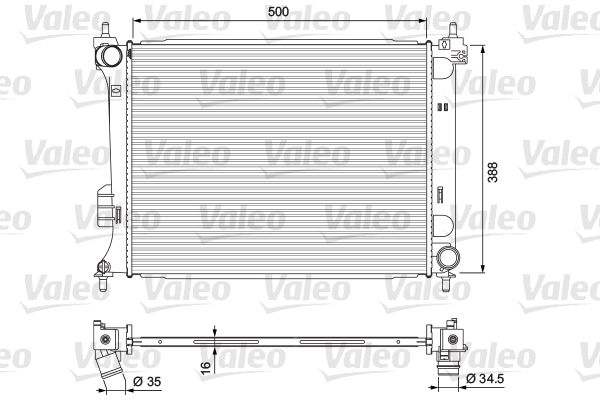 VALEO 701729 | Motor Su Radyatörü Hyundai i20 1.2-1.4 2008-2014 Manuel 500×388×16