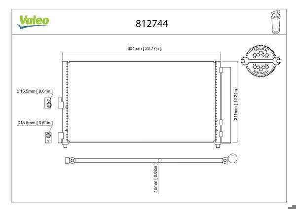 VALEO 812744 | Klima Radyatörü (Fiat Doblo 1.3 1.9 JTD 05-Punto-Idea 1.2 1.4 1.3 JTD 03 -)