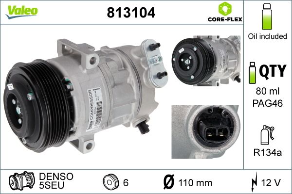 VALEO 813104 | Klima Kompresörü Corsa D 07-14 Z13dtj Z13dth A13dtc Z17dtr (Sanden Tip)