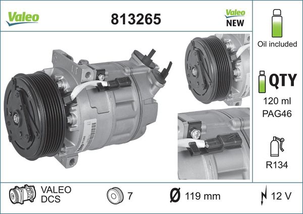 VALEO 813265 | Klima Kompresörü 10-Master.III 2.3Dci 11-Latitude 2.0 DCI 15-Traffic 1.6Dci