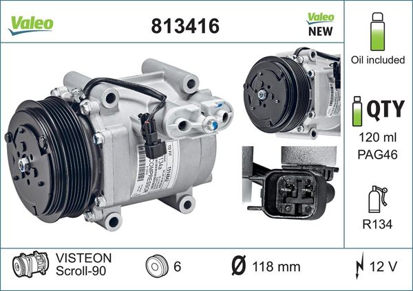 VALEO 813416 | Kompresör Ford Fiesta VI Van (2008 /)