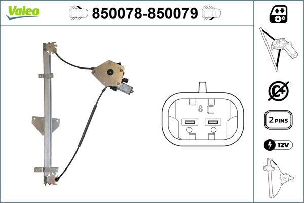 VALEO 850078 | Cam Krıkosu Ön Sol-(Elektırıklı-Motorlu)-(Nissan Vanette 90 / 08)