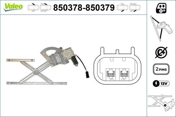 VALEO 850378 | Cam Mekanizması Ön Sol Motorlu Elektrikli-(Rover 200 95-00)