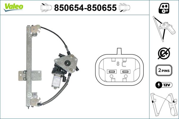 VALEO 850654 | Cam Mekanizması Arka Sol Motorlu (Dacia Logan-Mcv)