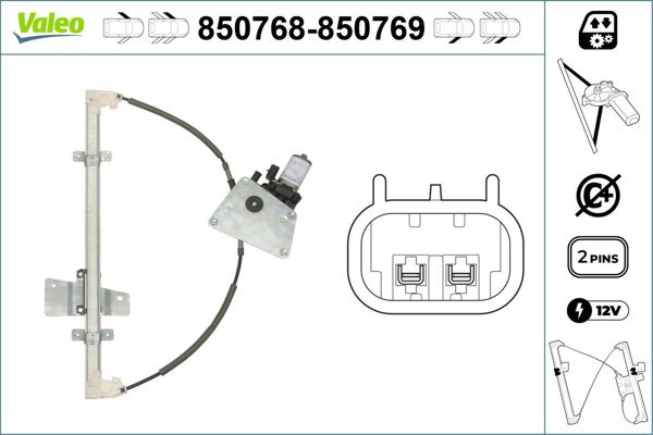 VALEO 850768 | Cam Mekanizması Ön Sol (Nissan Micra III 1.0 1.2 1.4 16V 1.5 DCI 03-10)