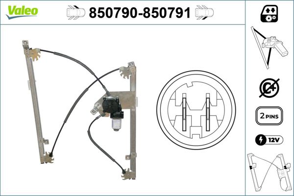 VALEO 850790 | Cam Mekanizması Ön Sol Motorlu (Renault Clio III 05 -)