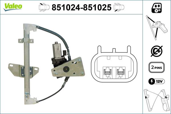 VALEO 851024 | Cam Krıkosu Arka Sol-(Motorlu)-(Nissan Qashqai 07 / 13)