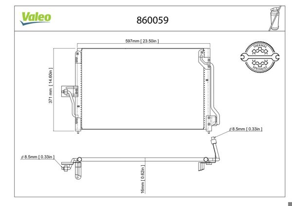 VALEO 860059 | Klima Radyatörü Kondenser (Opel Astra F 1.4 I / 1.6 / 1.7Td / 1.7D 1.6 Sı / 2.0I (91-98)