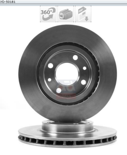 AYD 10-50181 | 50181 / Disk On (Ad) 13-Clio.IV-Logan Icten Havalandırmalı / | 2 Adet