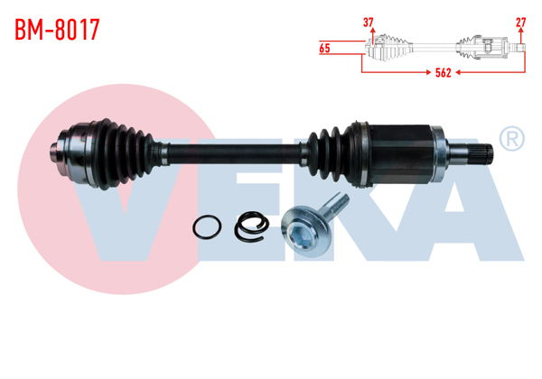 VEKA BM-8017 | Komple Aks Sol Ön BMW 5 Serisi (F10) 525 D X-Drıve A-T Uzunluk 562 mm 2010 -