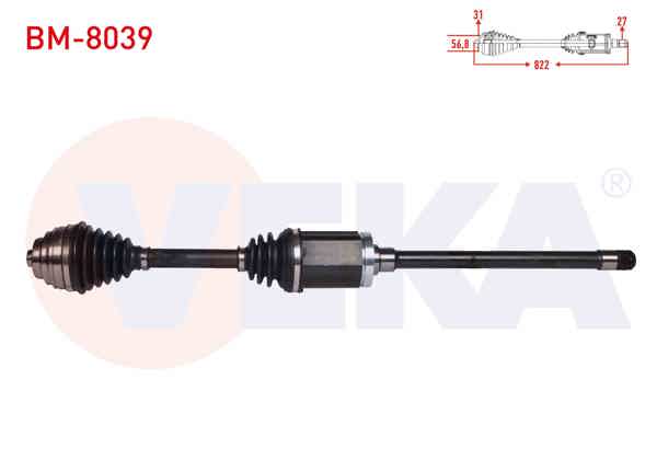 VEKA BM-8039 | Komple Aks Sağ On BMW X1 (E84) 2.0 D Xdrıve A-T / M-T Uzunluk 822 mm 2011 -