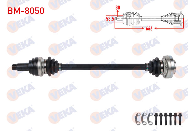 VEKA BM-8050 | Komple Aks Sol-Sağ Arka Uzunluk 666mm BMW 5 Serisi (E60) 520İ A-T 2003-2010