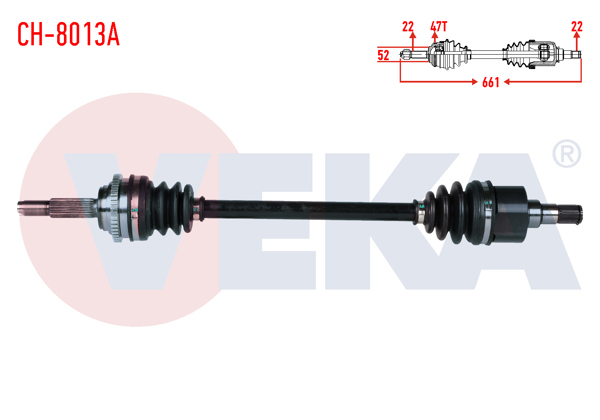 VEKA CH-8013A | Komple Aks Sol Ön Chevrolet Aveo (T250) 1.2 8V Soch ABS'li 47 Dıs M-T Uzunluk 661mm 2006-2011