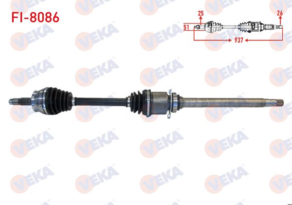 VEKA FI-8086 | Komple Aks Sağ On Fiat Egea 1.6 Mjt M-T Uzunluk 937mm 2015 -