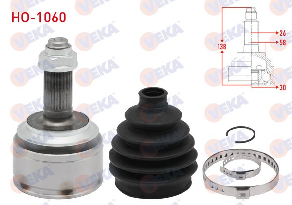 VEKA HO-1060 | Aks Kafası Sol-Sağ On Dıs 26X30x58 Uzunluk 138mm Honda Civic Ix 1.4İ 2012-2016 / Civic VIII 1.4İ 2005-2012
