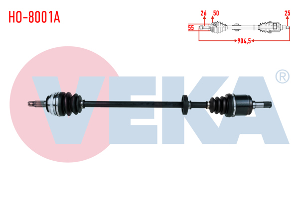 VEKA HO-8001A | Komple Aks Sol Ön Honda Civic V 1.5İ ABS li 50 Dıs Uzunluk 904,5mm 1992-1995