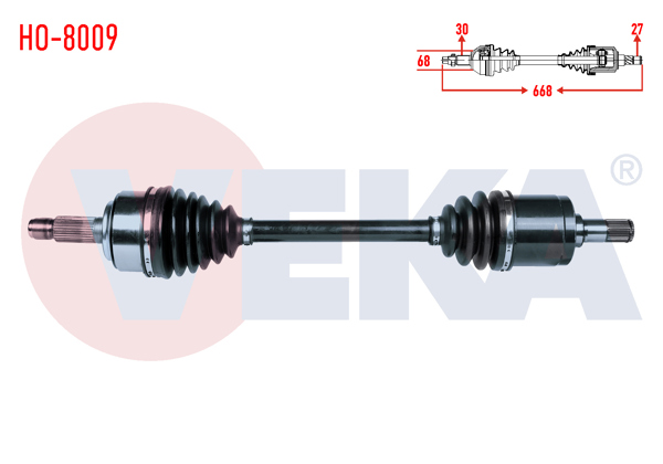 VEKA HO-8009 | Komple Aks Sol Ön Uzunluk 668mm Honda Cr-V III 2.0 I-Vtec A-T 2006-2012