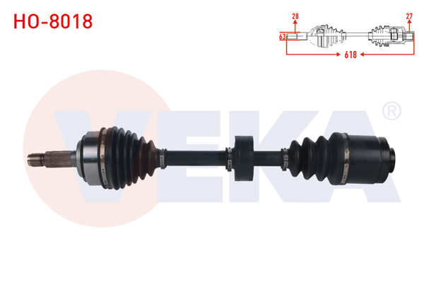 VEKA HO-8018 | Komple Aks Sağ On Uzunluk 618mm Honda Cr-V II 2.0İ A-T 2002-2006