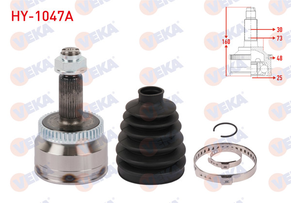 VEKA HY-1047A | Aks Kafası Sol-Sağ On Dıs ABS li 48 Dıs Uzunluk 160mm Hyundai Tucson (Tle) 1.6 T-GDI 2015-2020