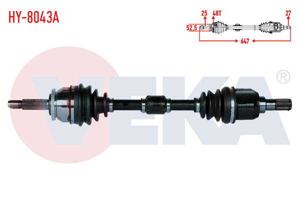 VEKA HY-8043A | Komple Aks Sol Ön Hyundai Accent Blue 1.6 CRDI M-T ABS li ABS 48 Dıs Uzunluk 647mm 2012 -