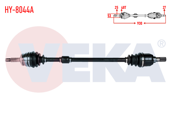 VEKA HY-8044A | Komple Aks Sağ On Hyundai Accent Blue 1.6 CRDI M-T ABS'li ABS 48 Dıs Uzunluk 930mm 2012 -