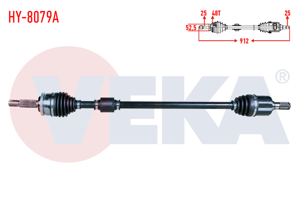VEKA HY-8079A | Komple Aks Sağ On Hyundai i20 (Gb) 1.2 ABS li 48 Dıs Uzunluk 912mm 2015 -
